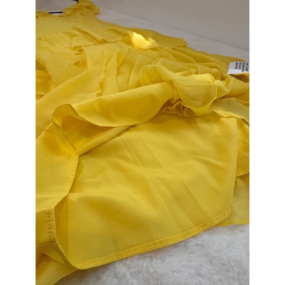 New ASOS Design Women's Size US 2 Yellow Ruffled Maxi Dress With Layered Skirt - Picture 8 of 11